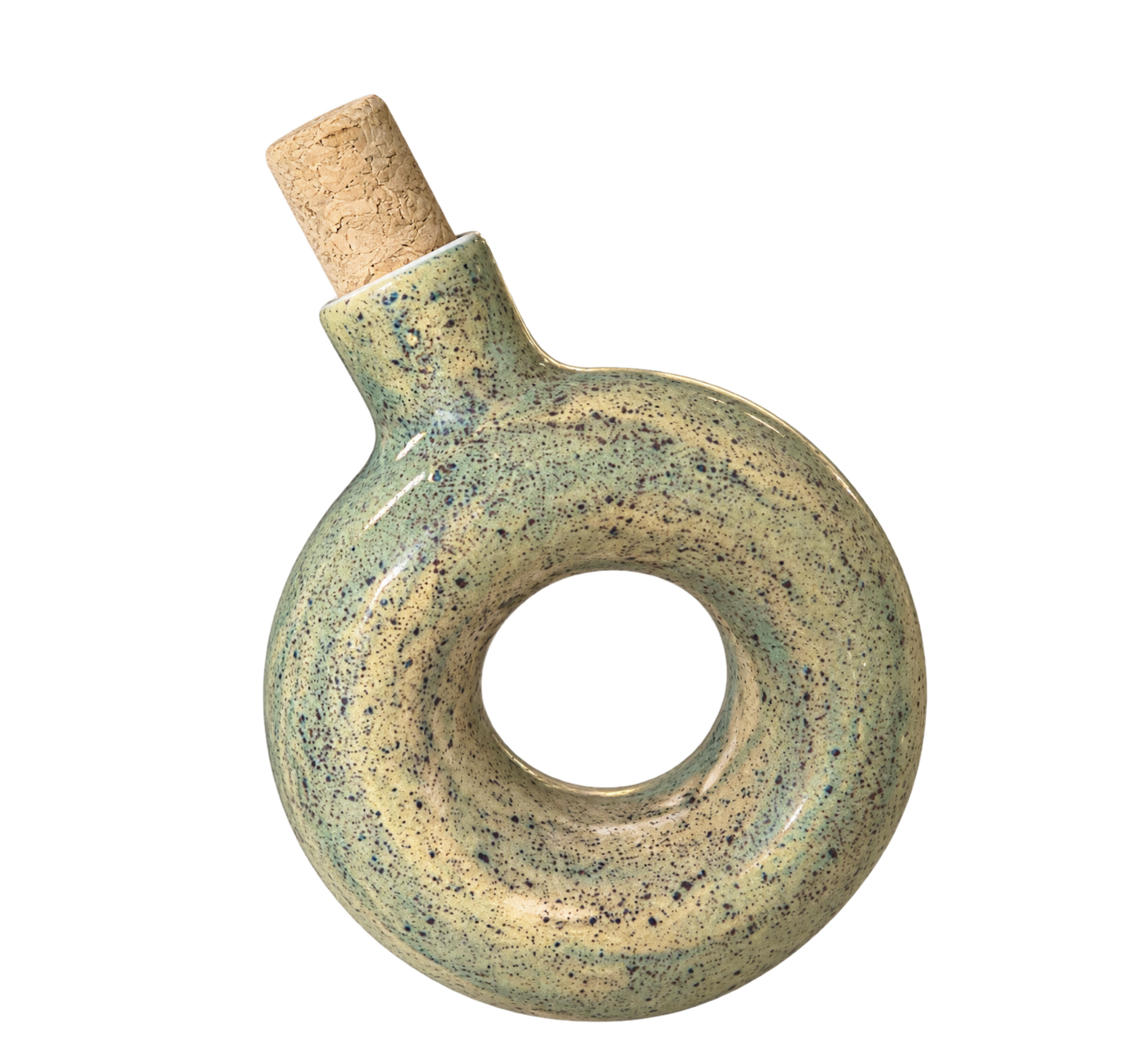The Fat Olive handmade ceramic bottle, front view